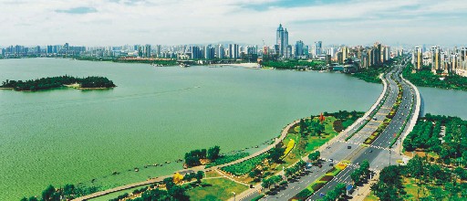金鸡湖建成航拍图
